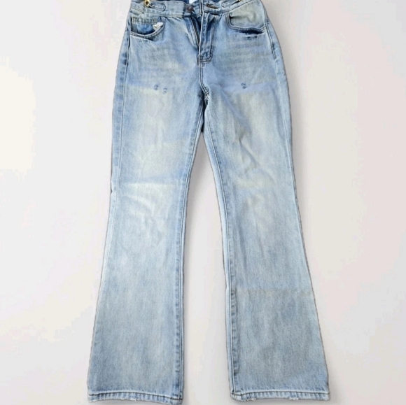 Celine Light Blue Wide Leg Distressed Jeans - Picture 2 of 16